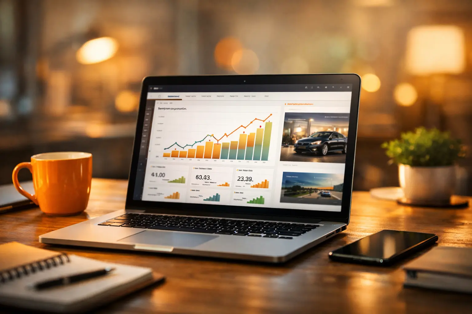 Digital marketing workspace showing SEO analytics and ranking growth strategy by Mango Agency