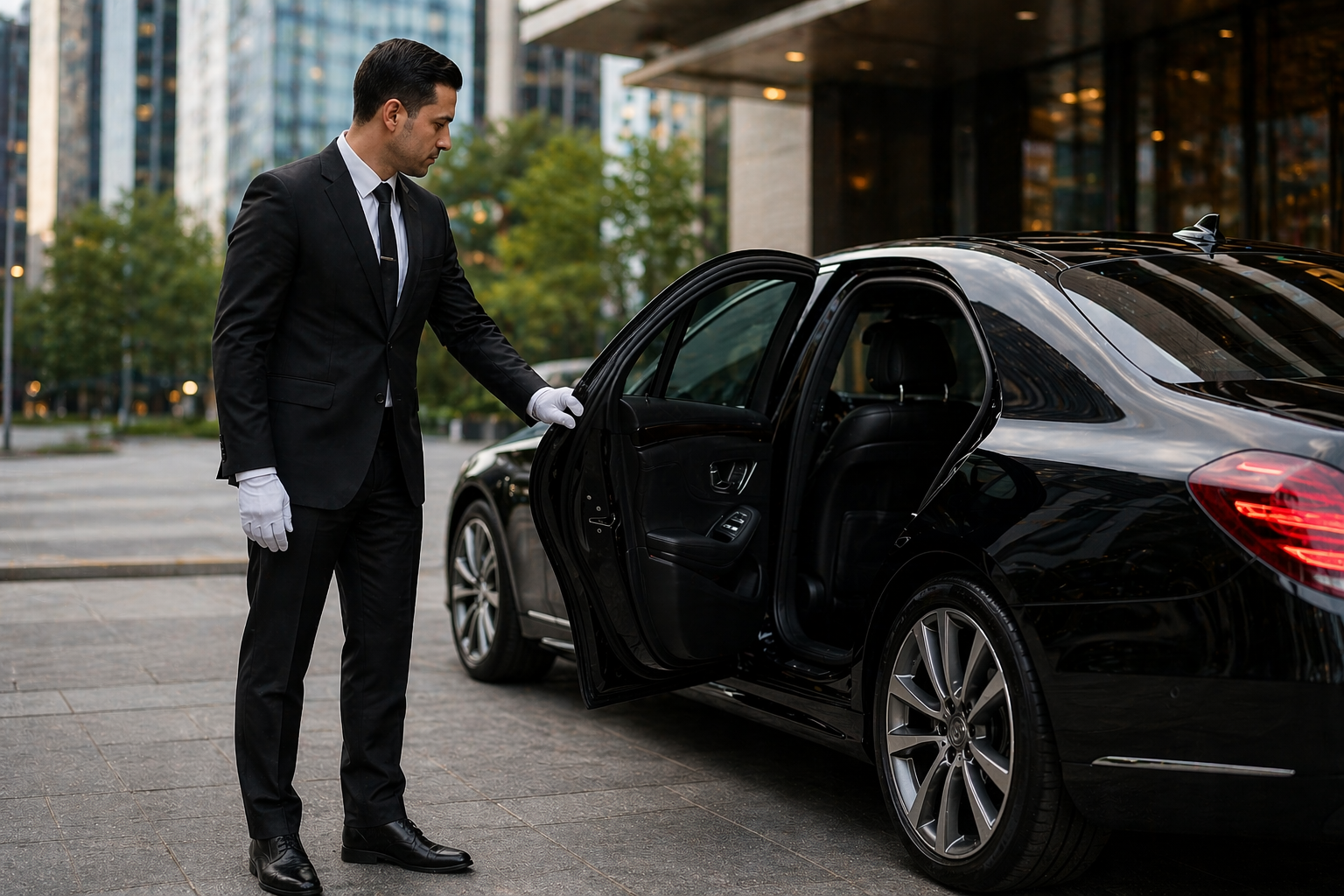 Chauffeur opening door for MG Luxury Ride